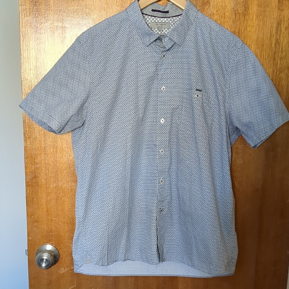 Men's Ted Baker London Gray Short Sleeve Button Down Shirt Size 6